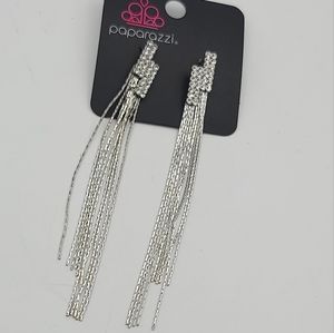 Paparazzi Radio Waves white diamond rhinestone post earrings